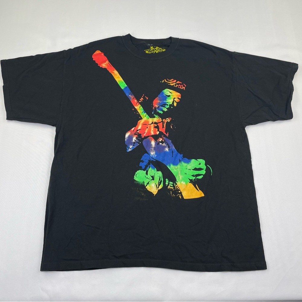 Vintage Y2K Jimi Hendrix Experienced Band Tee Black Multicolor T Shirt Size XL